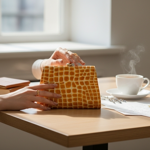 Furla Handbags - Vintage Furla Leather Crocodile Clutch